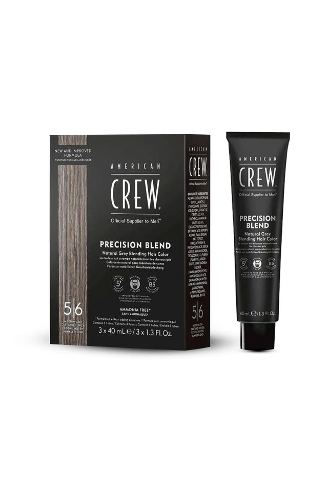 Erkek Saç Boyası 3x40 ml Set – Gri Kapatıcı Doğal Görünüm Precision Blend 5-6 Orta Küllü Ton